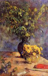 Поль Гоген Две вазы с цветами и веер-1885